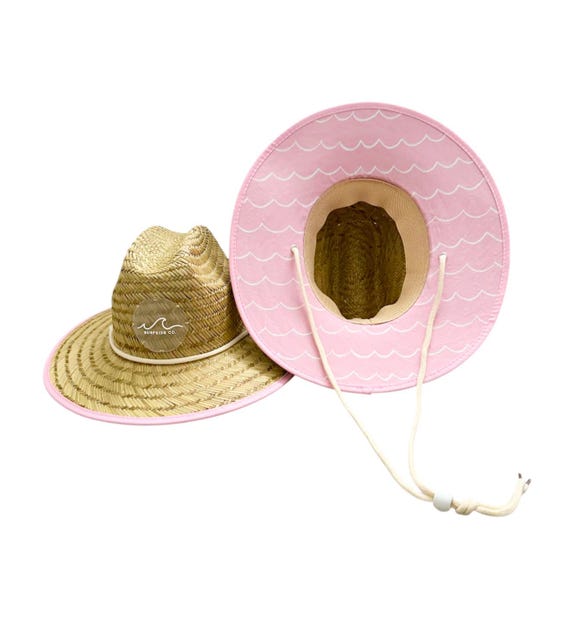 Pink and Gold Summer Beach Hat Womens Summer Beach Hat Yellow Pink 3 Tones Wheat Straw Hat  main image 2