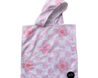 NEW! Pink Floral Baby Beach Towel, Toddler Beach Towel, Children Beach Towel, Baby Hooded Towel, Baby Poncho, Toddler Poncho, Hooded Towel