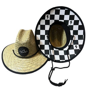 Checkered Straw Hat - Etsy display picture 2