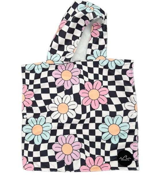 Serviette de plage bébé damier floral, serviette de plage pour