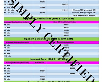 95, 97 and 21 E&M Time-Based Coding Cheat Sheet in Bubblegum - 2021