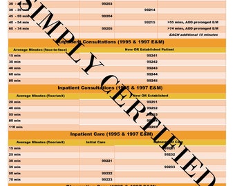 E&M Time-Based Coding Cheat Sheet in VINTAGE DANDELION ORANGE