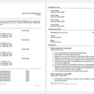 May include: A black and white resume template with a professional summary, education, certifications, and experience sections. The resume is formatted with headings, bullet points, and dates.