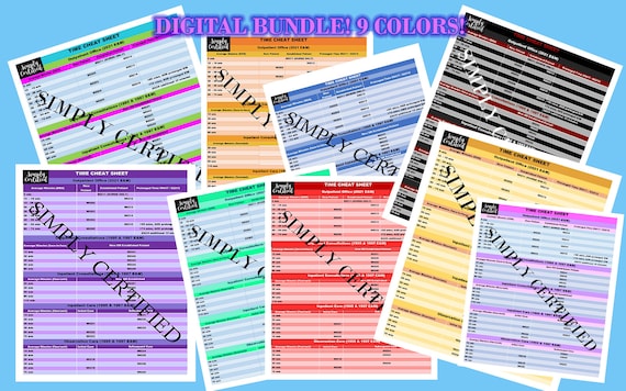 E&M Time-based Coding Cheat Sheets in 9 Beautiful Colors | Etsy
