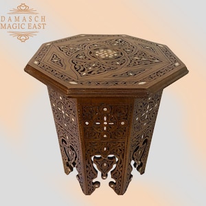 Handmade wooden Coffee table octagon -mother of pearl inlaid-Handmade octagon table – home decor – Vintage – entryway – home ,Christmas Gift