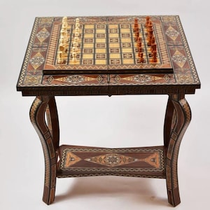 Tavolo da scacchi di lusso - Elegante arredamento per la casa, tavolo da backgammon in legno, tavolo da gioco multiplo, tavolo da gioco fatto a mano di alta qualità, regalo per gli amanti dei giochi