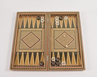 Handmade backgammon /Golden Chess wooden board inlaid with copper/backgammon/ Board games/ Great gift