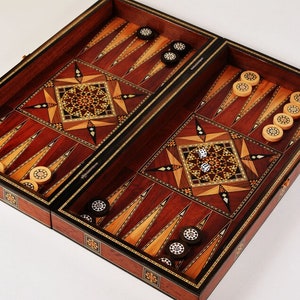 Luxury Backgammon Board, Chess and Backgammon Set, Wooden Backgammon, Handmade Chess Board inlaid mother of pearl, Christmas Gift