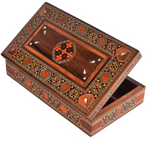 WEDDING JEWELRY BOX, Modern Jewelry Box, Decorative Large Storage Keepsake Box, Handmade Wooden Box Inlaid Mother Of Pearl Christmas Gift