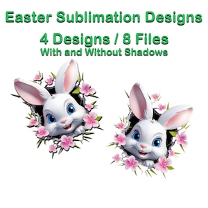 3D Crack In a Wall Bunny Mug Design, Flower Mug Sublimation Design Mug Wrap Template PNG Instant Download Easter Bunny Easter Rabbit