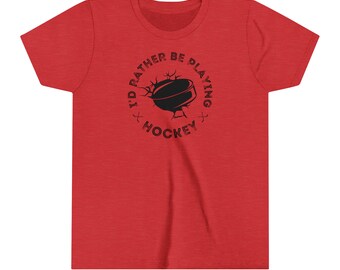 Ik zou eerder hockey jeugd T-shirt spelen | Schattig hockey jeugdshirt | Jeugd hockeyshirt | Grappig hockeyshirt | Hockeyseizoenshirt