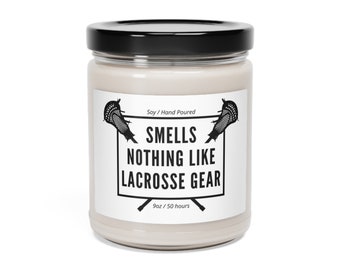 No huele nada como la vela del equipo de Lacrosse / Vela de mamá de Lacrosse / Regalo divertido de la mamá de Lacrosse / Regalo del equipo de Lacrosse / Regalo divertido de Lacrosse