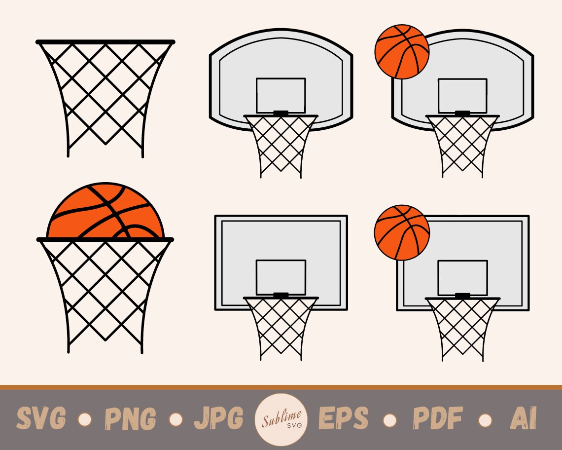 6 Basketball Hoop SVG Bundle Cutting Files for Cricut, Silhouette Svg, Png, Jpg, Eps, Ai, Pdf