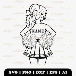 Cheer SVG | Laser Cut Files | Custom Cheerleader Clipart | SVG Files for Cricut Glowforge xtool | Cheerleading Illustration | Engraving PNG