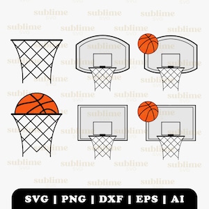 Basketball SVG Hoop Bundle | Cutting files for Cricut, Silhouette | svg, png, jpg, eps, ai, pdf | Commercial use vector graphics