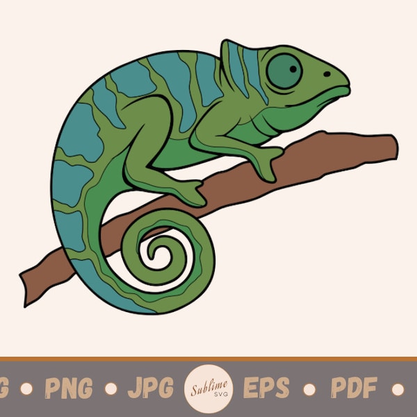 Chameleon SVG | Cutting files for Cricut, Silhouette | svg, png, jpg, eps, ai, pdf | Commercial use vector graphics | INSTANT DOWNLOAD