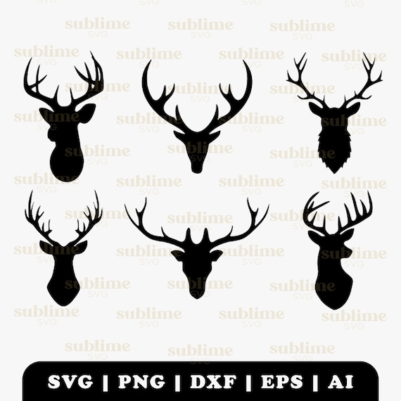 Deer Head SVG Bundle | Cutting files for Cricut, Silhouette | svg, png, dxf, eps, ai | Commercial use vector graphics | INSTANT DOWNLOAD