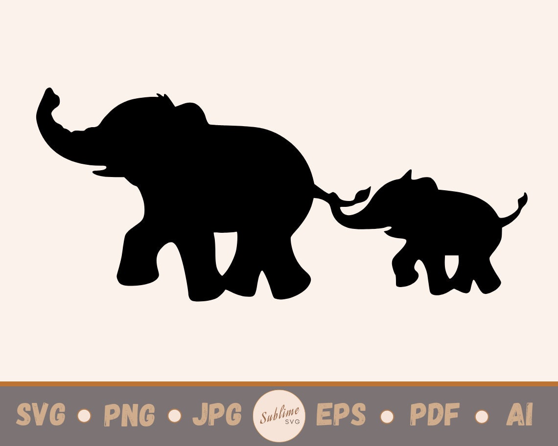 Mom and Baby Elephant SVG Cutting Files for Cricut - Etsy Australia