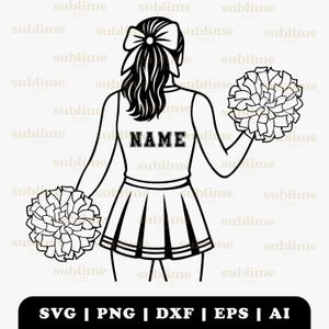 Cheer SVG | Laser Cut Files | Custom Cheerleader Clipart | SVG Files for Cricut Glowforge xtool | Cheerleading Illustration | Engraving PNG
