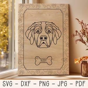 Berner Sennenhund SVG | Hund Vektor-Kunst für Cricut Glowforge | Laser-Gravur-Datei | Hunde Zeichnung Line Art | Hunderassen Design