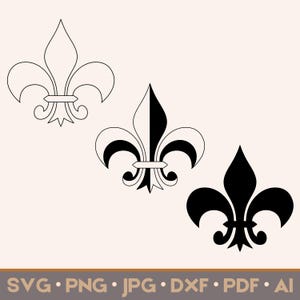 Lot de fleurs de lys SVG | Fichiers de découpe Cricut & Silhouette | Vectoriels à usage commercial | svg, png, jpg, dxf, pdf | Téléchargement instantané