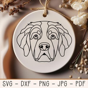 Berner Sennenhund SVG | Hund Zeichnung Line Art | Hund Gravur-Datei | Laser Cut Datei für Cricut Glowforge | Hunderassen Clipart | Hundekopf PNG