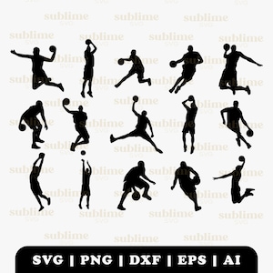 Paquete SVG de baloncesto / Archivos de corte para Cricut, Silhouette / SVG, PNG, JPG, EPS, AI, PDF / Gráficos vectoriales para uso comercial