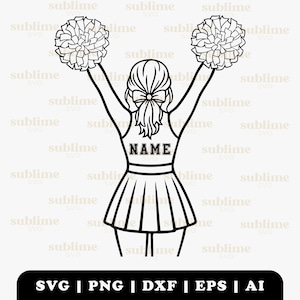 Cheer SVG | Laser Cut Files | Custom Cheerleader Clipart | SVG Files for Cricut Glowforge xtool | Cheerleading Illustration | Engraving PNG