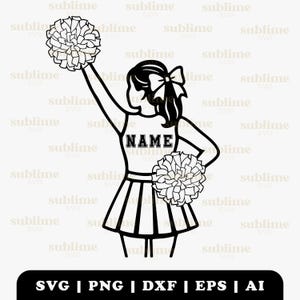 Cheer SVG | Laser Cut Files | Custom Cheerleader Clipart | SVG Files for Cricut Glowforge xtool | Cheerleading Illustration | Engraving PNG