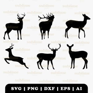 Deer Silhouette SVG | Cut files for Cricut, Silhouette | svg, png, dxf, eps, ai | Commercial use vector graphics | INSTANT DOWNLOAD