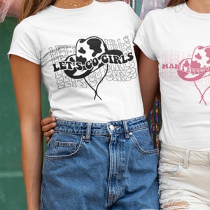 Let es Go Girls Western Braut Party Geschenk Grafik Tee mit schwarzem Schriftzug