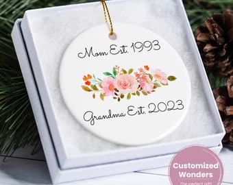 Personalized Mom Est Grandma Est Christmas Ornament Custom Mom to Grandma Pregnancy Announcement Ornament  Christmas Gift for New Grandma