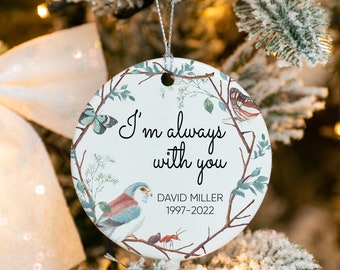 I Am Always With You Personalized Christmas Ornament Cardinal Memorial Ornament with Name and Date In Memory Gift Ornament for Grieving