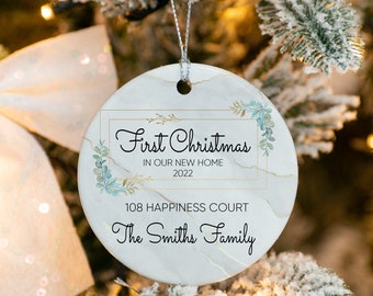 First Christmas In Our New Home Ornament 2022 Personalized 1st Christmas Ornament New Home Owner, Custom Last Name, Street Address, Year