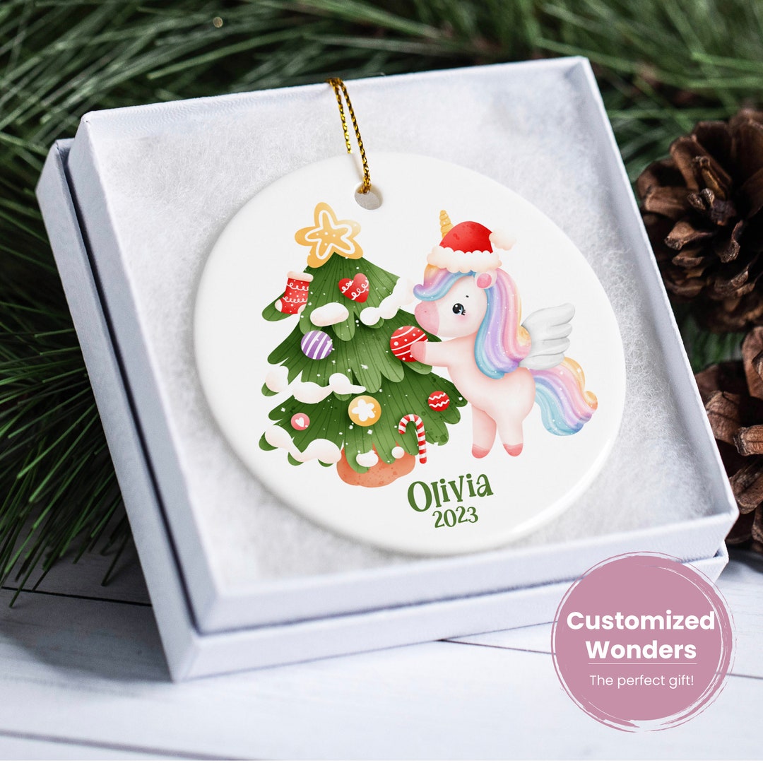 Personalized Unicorn Christmas Ornament Customized Girl Christmas Gift