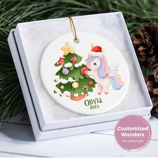 Personalized Unicorn Christmas Ornament Customized Girl Christmas Gift Unicorn Kids Design Customized Unicorns Gift Custom Unicorn Keepsake