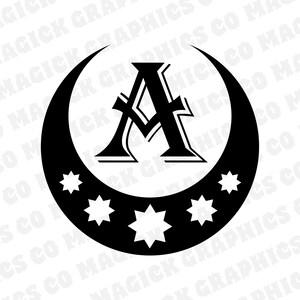 Crescent Moon and Stars Monogram - SVG DXF PNG files for cricut, AutoDesk, Silhouette, & sublimation