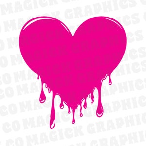 Hartbundel SVG PNG DXF Bloedend Druipend Hart voor cricut, silhouet en sublimatie