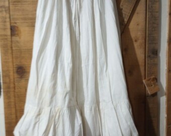 Edwardian Petticoat - Antiker Petticoat - Antiker Rock Baumwolle Weiß Sm-M