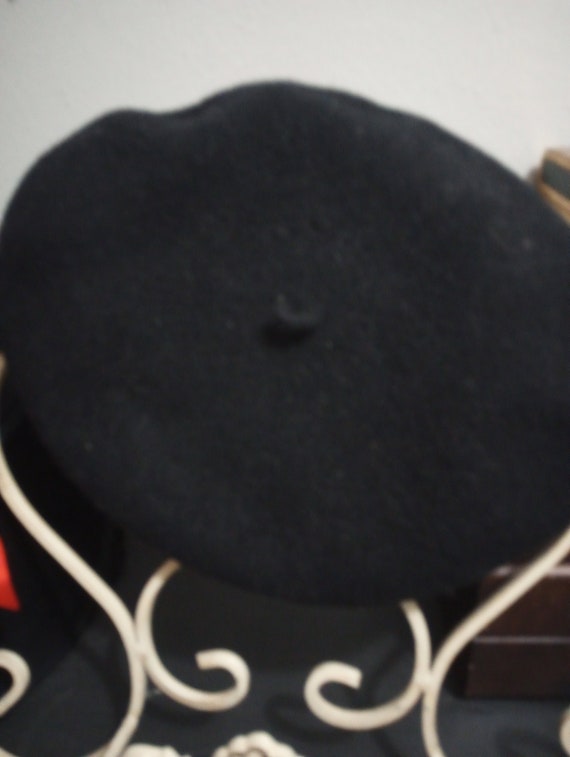 French Beret, Hat Cap Basque Campan Wool Black,  F