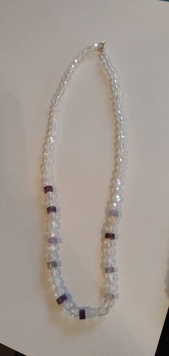 Purple and clear sparkly necklace and bracelet set