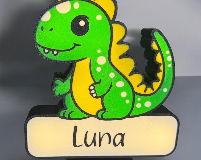 Featured listing image: Custom Nameplate Dinosaur Lightbox, Personalized Kid’s Nursery Room Décor Nightlight Lightbox with Name