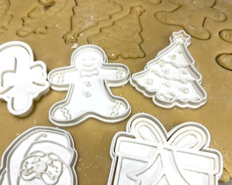 Christmas Cookie Cutter Stamp Set: Gingerbread, Santa, Tree - PLA Plastic