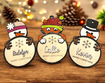 Personalized Christmas Ornament: Laser-Cut Wood Character Bauble