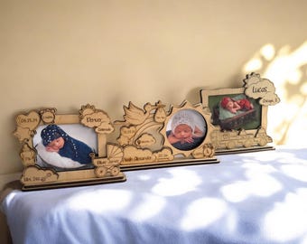 Baby Picture Frame, Personalized Engraved Name, Birth Stats & Location, Custom Newborn Keepsake, Nursury Decor