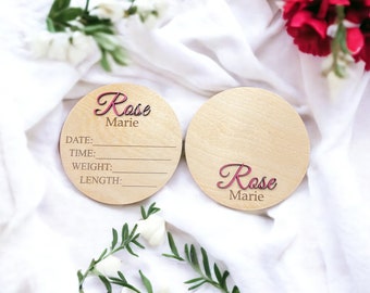 Personalized Baby Announcement Sign: 3D Wooden Birth Stats Keepsake