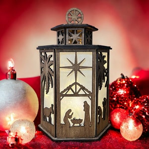 Wooden Nativity Scene Candle Holder: Baltic Birch Christmas Decor