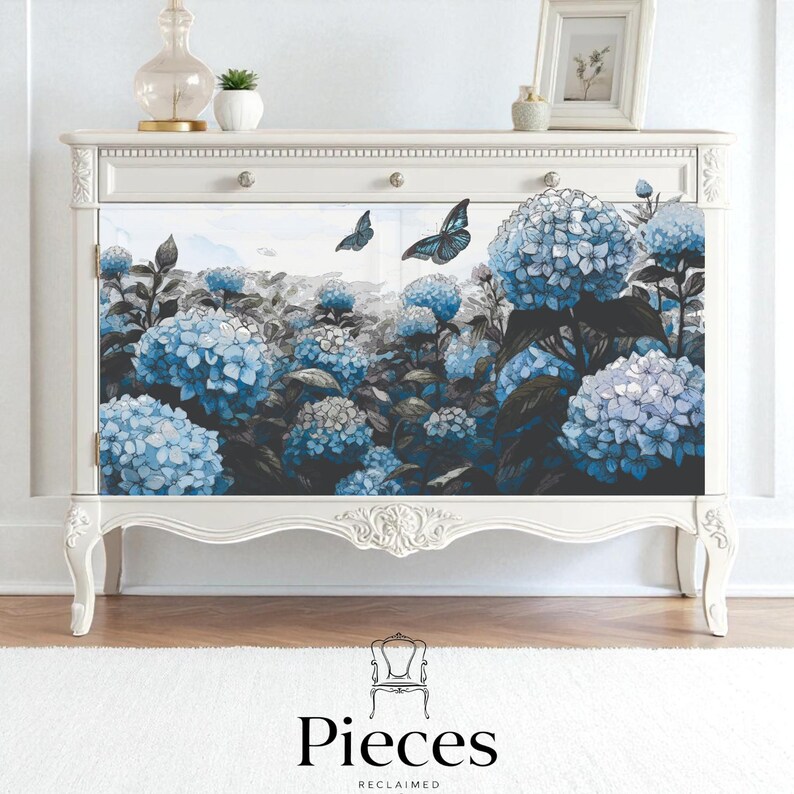 Hydrangea Dream Tissue Paper: Blue Floral Decoupage, Furniture ...