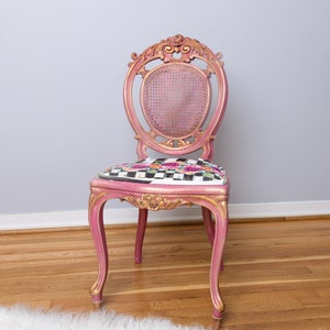 This chair is sold and can be recreated as a custom order- Refinished Pink and Gold Chair