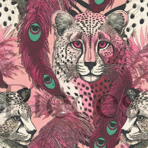 Papel de decoupage Fairy Core con diseño de tigre rosa para manualidades únicas y artículos de decoración del hogar.